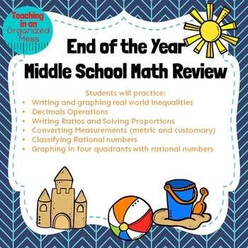 Preview of 6th grade End of the Year Math Review--NO PREP