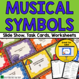 Music Theory Game - Musical Symbols Task Cards and Slides