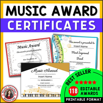 Preview of End of Year Music Award Certificates - Editable - Middle School Music