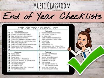 Preview of End of Year Music Classroom Checklists | Editable Google Slides