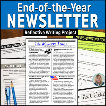 Preview of End of Year Newsletter – Writing Activity w/EDITABLE Newsletter Template 5 - 8
