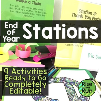 Preview of Last Day of School Activity Stations for End of the Year Reflection