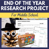 End of Year ELA Project - Activities and Research for Midd