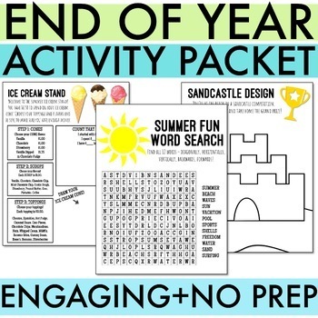 Preview of End of Year Packet | Fun EOY Activities | Across Subjects | No Prep Printables