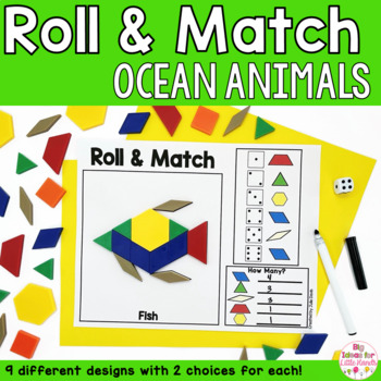 Preview of End of Year | Pattern Blocks Mat Ocean Animals Math Games