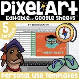 End of Year Pixel Art Template DIY Editable Digital Resour