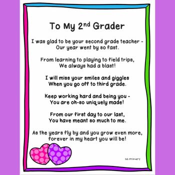 End of Year Poem From 2nd Grade Teacher | Scrapbook | Memory Book by SS ...