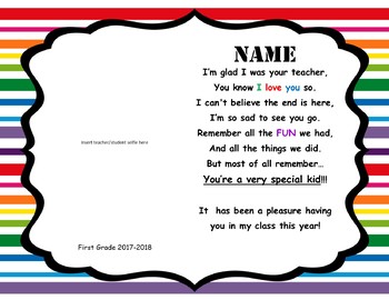 Preview of End of Year Poem Gift for Each Student