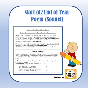 Preview of (Freebie) Start of Year/End of Year Poem
