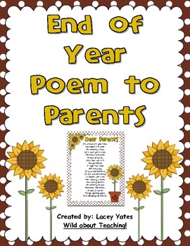 Preview of End of Year Poem to Parents-Freebie