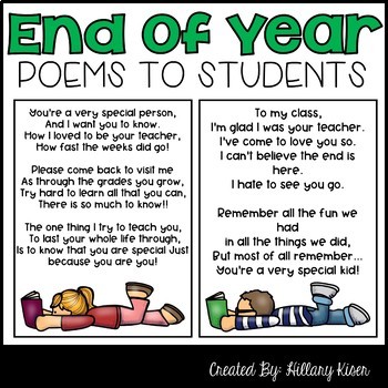 Preview of End of Year Poems to Students