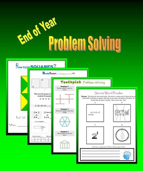 Preview of End of Year Problem Solving - Brainteasers, Patterns, Sequence, Word Puzzles