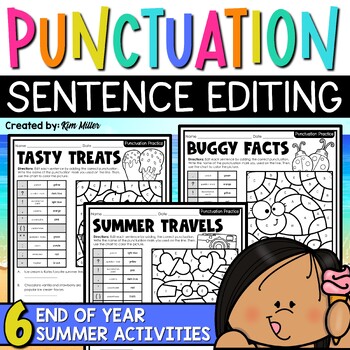 Preview of End of the Year Activities Punctuation Worksheets Practice Sentence Editing