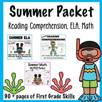 Preview of End of Year Reading and Math Activities for 1st Grade Summer Review Packets