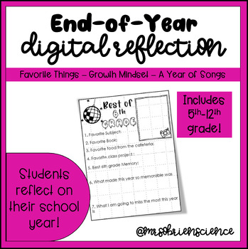 Preview of End-of-Year Reflection (Digital Journal) - Google Slides