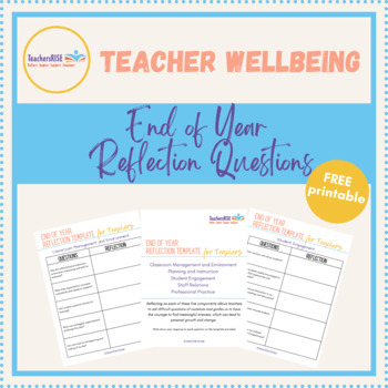 Preview of End of Year Reflection Questions for Teachers