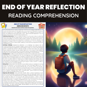 Preview of End of Year Reflection Reading Comprehension Passage and Questions