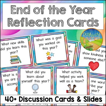 Preview of End of Year Reflection Cards & Slides - SEL Discussions for Last Days of School
