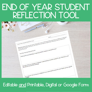 Preview of End of Year Reflection Tool for Science - Printable, Digital, and Google Form