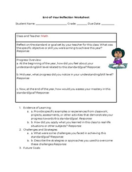 Preview of End-of-Year Reflection Worksheet