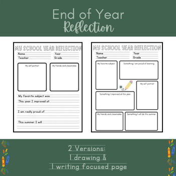Preview of End of Year Reflection / Writing Prompt Graphic Organizer