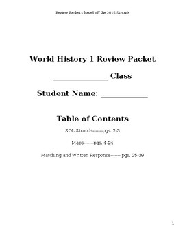 Preview of End of Year Review Packet for World History I