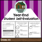 End of Year STUDENT SELF EVALUATION Worksheets (Grades 4-8) 