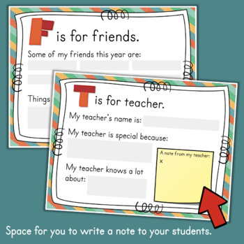 A note from the teacher memory book template