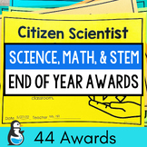 Preview of End of the Year Awards for Math STEM Science | End of Year Certificates Editable