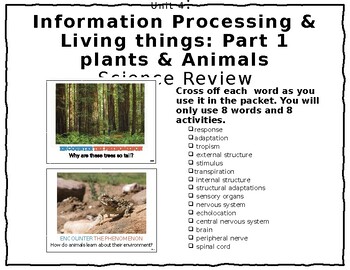 Preview of End of Year Science Review | Information Processing | Part 1 | Plants & Animals