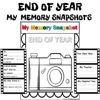 Preview of End of Year Snapshots Craft Activities Memory Book All About Me Printable