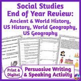 End of Year Social Studies Persuasive Writing BUNDLE