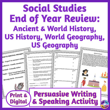 Preview of End of Year Social Studies Review – Fun Persuasive Writing & Speaking Activities