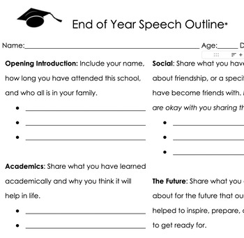 Preview of End of Year Speech Student Outline