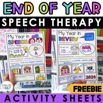 Preview of End of Year Speech and Language Therapy Activity Sheet and Certificate