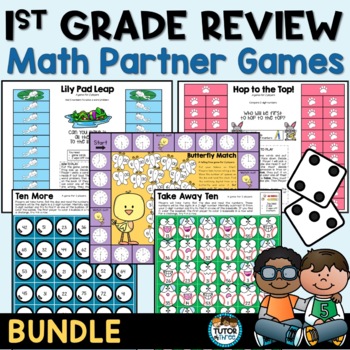 Preview of End of Year Spring Math Review Partner Games BUNDLE