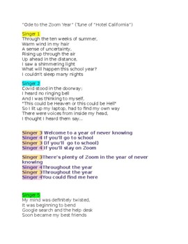 End of Year Staff Party Song Lyrics for Zoom Year by Kathy Johnson