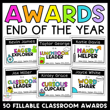 Preview of End of Year Student Awards Certificates | Editable and Fillable