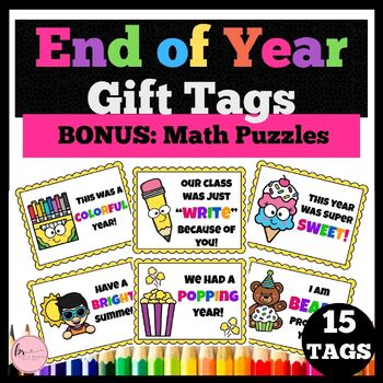 Preview of End of Year Student Gift Tags : BONUS Counting to 10 Puzzles : Student Gift