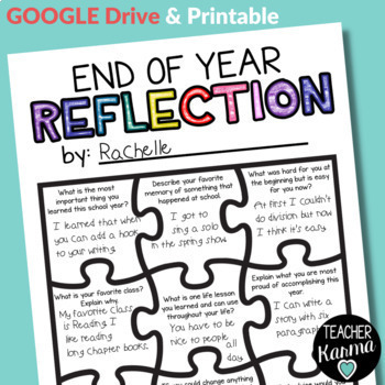 Preview of End of Year Student Reflection - Distance Learning Google, Printable PDF & Easel