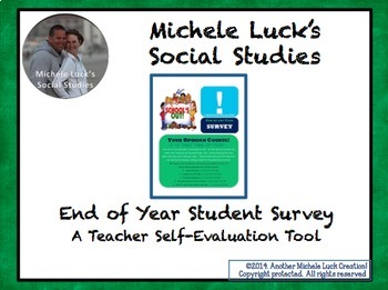 Preview of End of Year Student Survey Exit Slip for Teacher Self-Evaluation