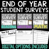 End of Year Student Surveys BUNDLE | Reading, Writing, Math