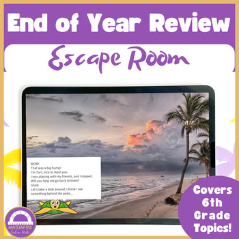 Preview of End of Year Summer 6th Grade Math Review Activities | Digital Escape Room