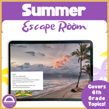 Preview of End of Year Summer 6th Grade Math Review Activities | Digital Escape Room