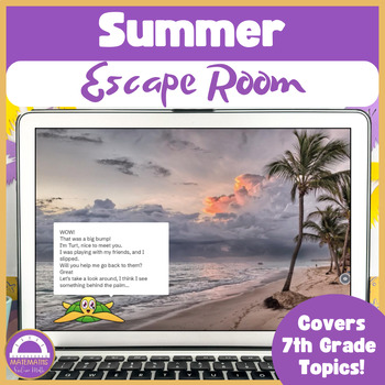 Preview of 7th Grade Math End of Year Summer Review Activities | Digital Escape Room