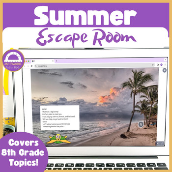 Preview of 8th Grade Math End of Year Summer Review Activities | Digital Escape Room