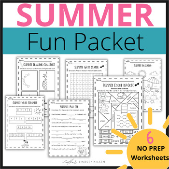 Preview of Fun End of Year Summer Activity Packet NO Prep Summer Theme Worksheets