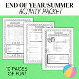 End of Year/Summer Activity Packet - Puzzles, Activities, 