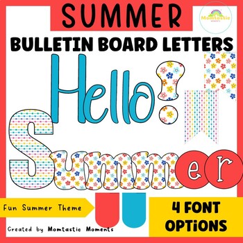 Preview of End of Year Summer Bulletin Board Letters, Borders and Pennants
