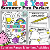 HALF PRICE! End of Year Summer Coloring, Activities & Writ
